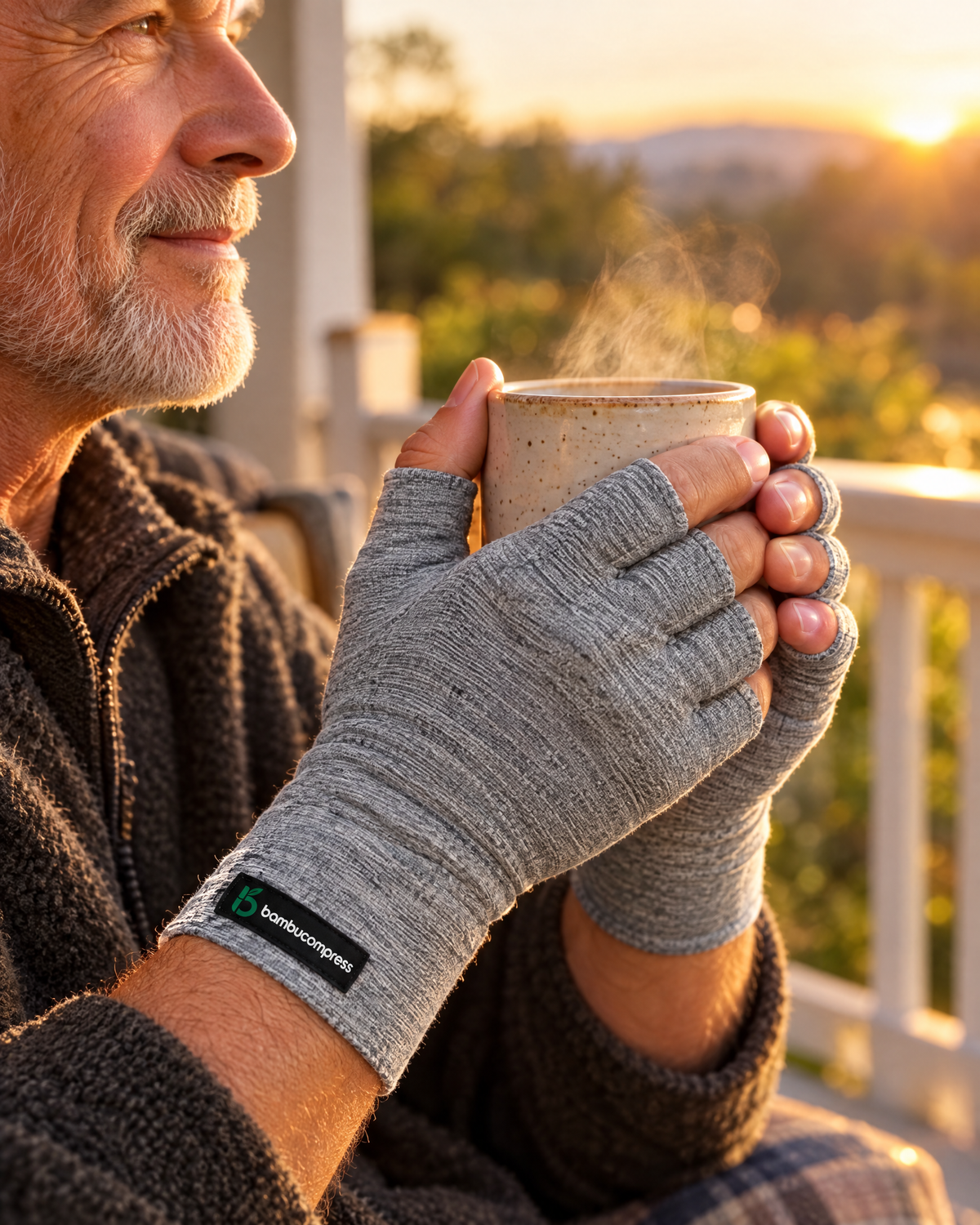 FLEX+ Bamboo Compression Gloves in everyday use | Bamboo - Gray