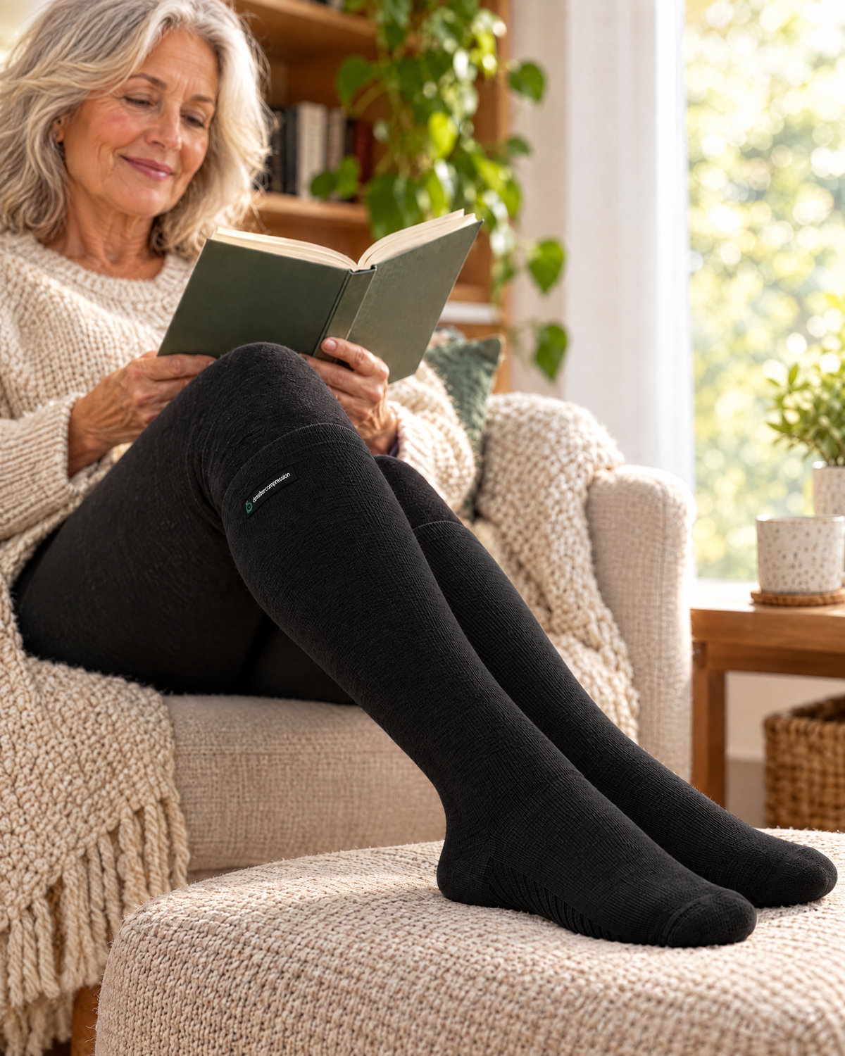 Person wearing the EASE+ Bamboo Compression Socks | Black