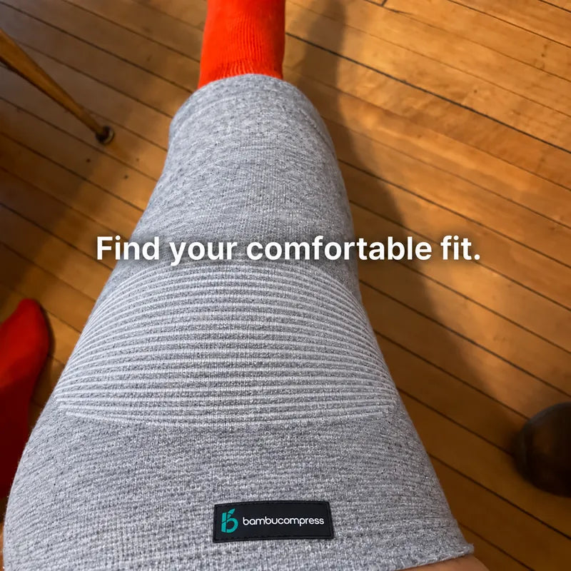 BambuCompress knee sleeve customer photo: Find your comfortable fit.