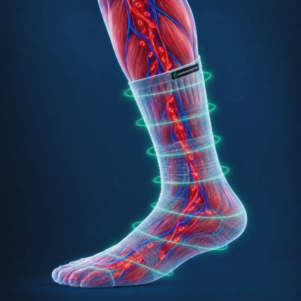 STEADY+ Cushion Crew Socks gentle compression animation