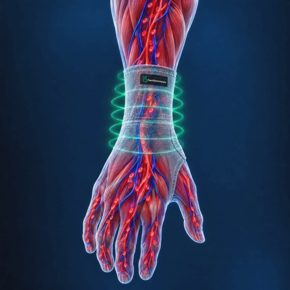 FLEX+ Bamboo Wrist Sleeve gentle compression animation